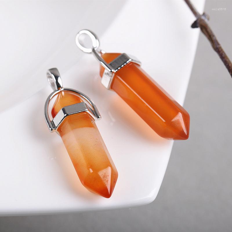 

Charms Fine Natural Stone Necklace Pendant The Latest Crystal Hexagonal Double-pointed Women's Warhead