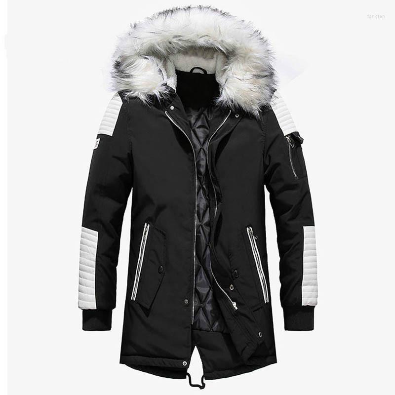 

Men's Down Winter Jacket Men Thicken Warm Parkas Casual Long Outwear Hooded Collar Jackets Coats Hombre Invierno Drop, T40 white