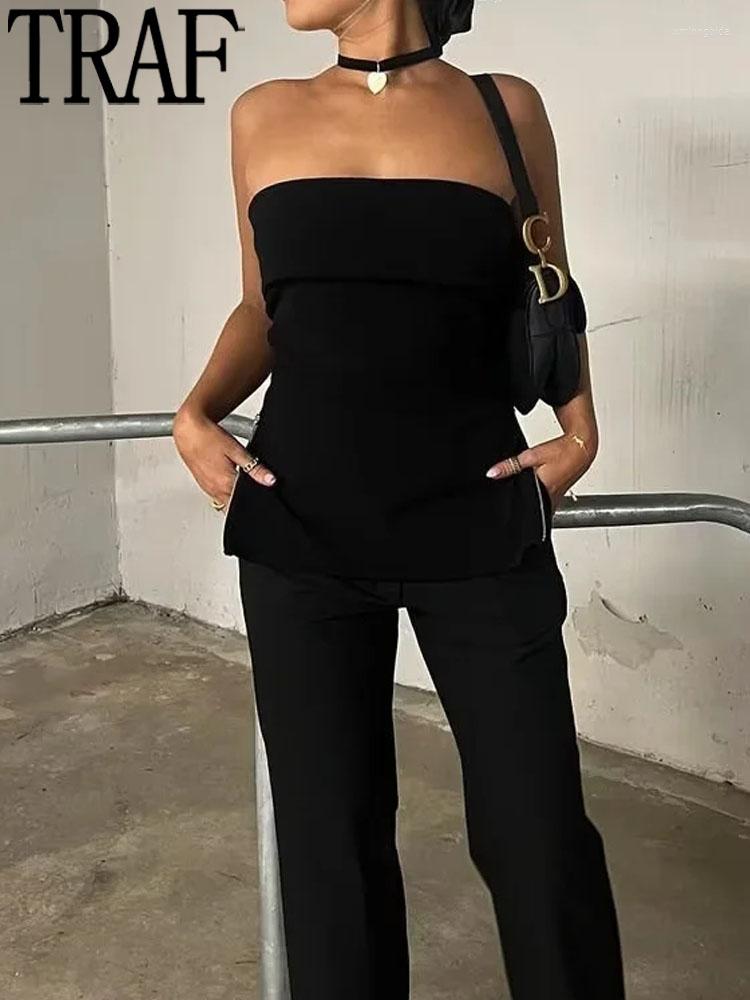 

Women's Tanks Black Tube Top Female Zip Off Shoulder Tops For Women Beige Sleeveless Corset Woman Streetwear Y2k Backless Sexy, White
