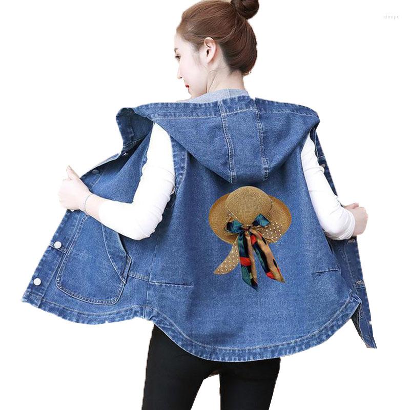 

Women's Vests 2023Spring Autumn Denim Ladies Vest Single-Breasted Sleeveless Loose Hooded Plus Size Women's Jacket 4XL, Colour4