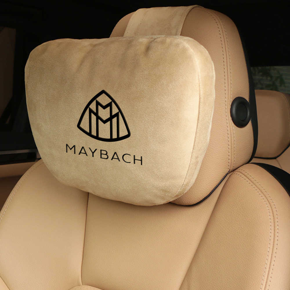 

Seat Cushions Embroidery Car Headrest Ultra Soft Suede Pillow Car Seat Rest Cushion Headrest Car Neck Pillow For Maybach SClass headrest Z0316