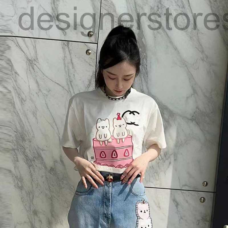 

Women' T-Shirt Designer 2023 Spring and Summer Umbilical Exposed Leisure Age Reducing Girl Sense Cartoon Cake Printing Short Sleeve T-shirt Female 2NC5, White4