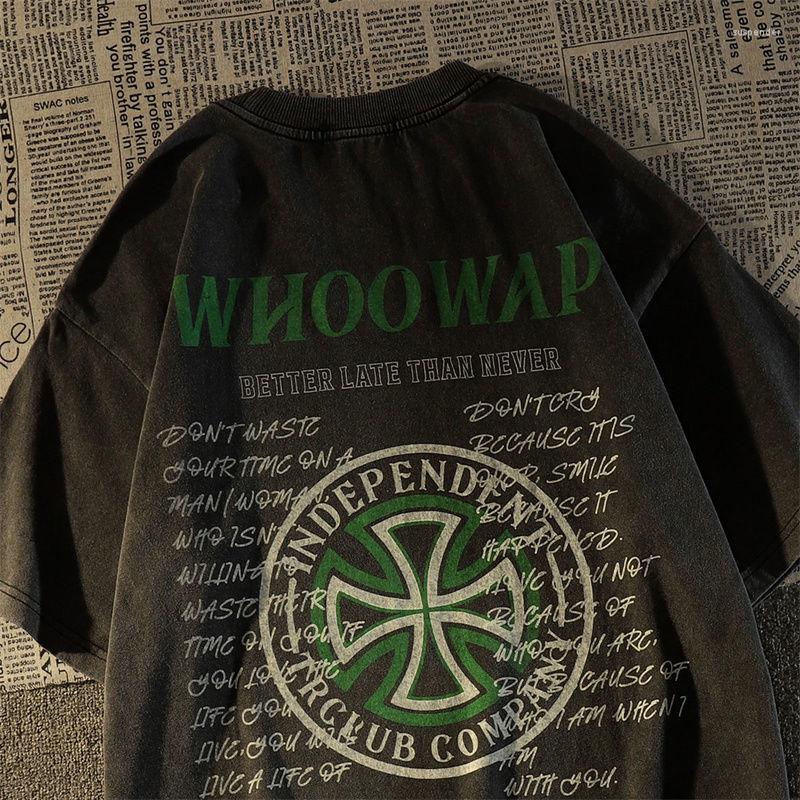 

Men' T Shirts Summer American Retro Pattern Short Sleeved Shirt Men And Women Loose Design Fashionable Street Style Half Y2K, White