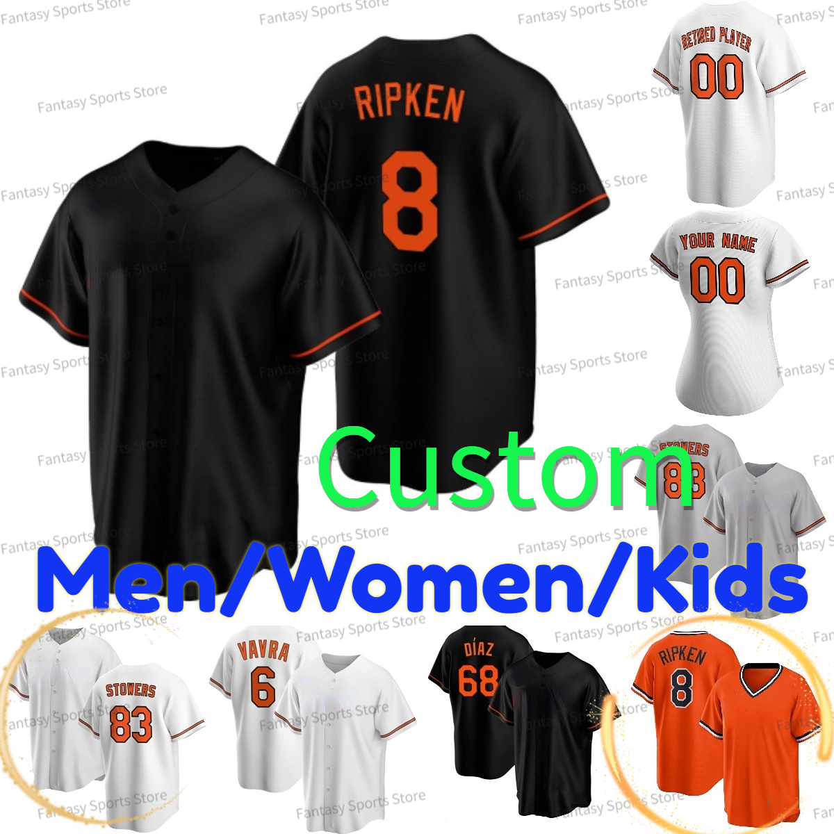 

Custom 8 Cal Ripken Jr Jersey Adley Rutschman Cedric Mullins Ryan Mountcastle Felix Bautista McCann John Means Gunnar Henderson Baseball Jerseys Men Women Kids, Kids white jersey