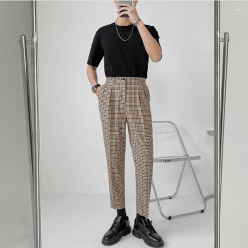 

Men's Pants High Quality Men's Stretch Waist Suit Stylish Handsome Straight Leg Business Clean Casual For British Wear, Gray