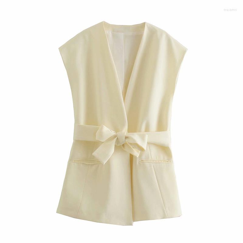 

Women's Vests DOUJILI 2023 High Quality Women Waistcoat Contracted Sleeveless Jacket Fashion Temperament Ladies Office Vest, Beige