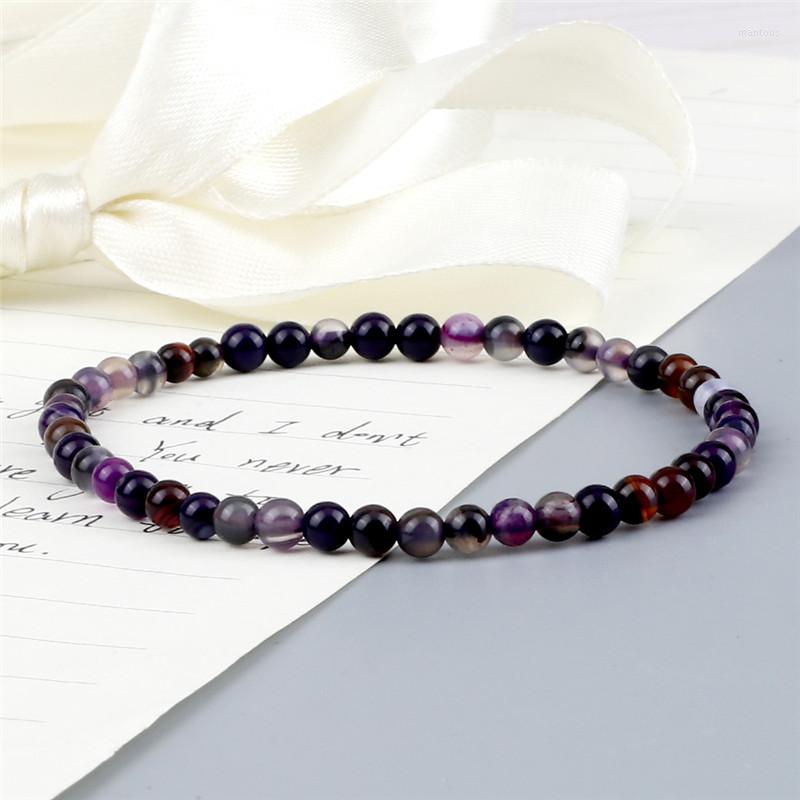 

Strand 4mm Striped Round Beads Elastic Rope Bracelets Natural Stone Jewelry For Women/Men Yoga Healing Charm Stretched Bracelet&Bangle