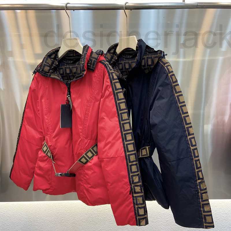

Women' Down & Parkas Designer Women Jackets Fashion Coat Womens Letter Printed Jacket with Adjustable Waist Lady Outerwear Windbreaker Wear on Both Sides 24BS, Black