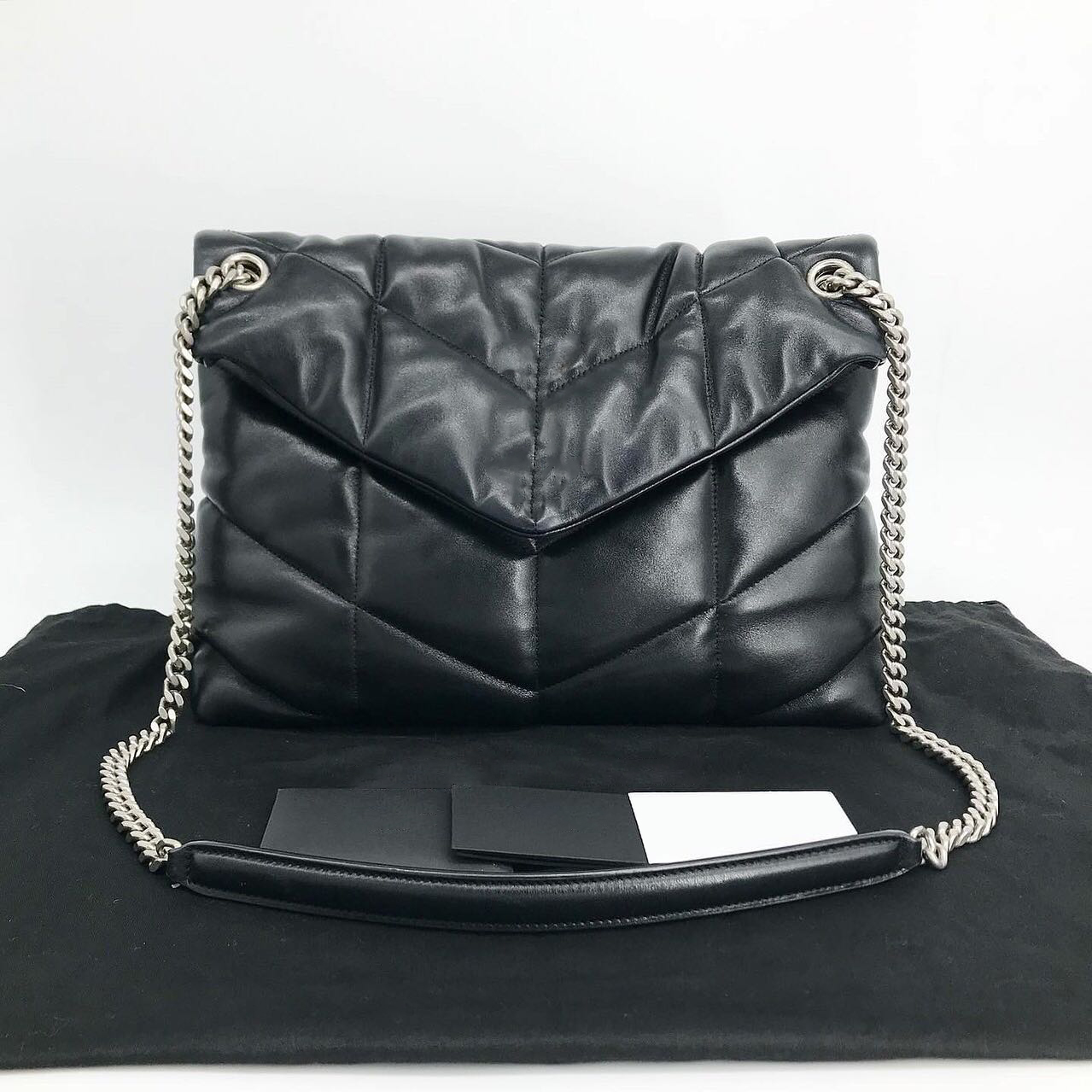

classic flap Designer puffer bag womens Man loulou purses messenger shoulder bag clutch sheep leather Luxury tote handbag cross body channel black chain bags, Black black