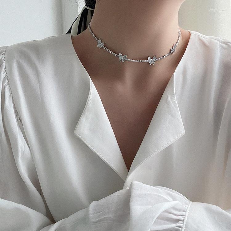 

Chains Micro Inlaid Zircon Butterfly Necklace Light Luxury Temperament Collarbone Chain Ins Fashion Dinner Jewelry For Women
