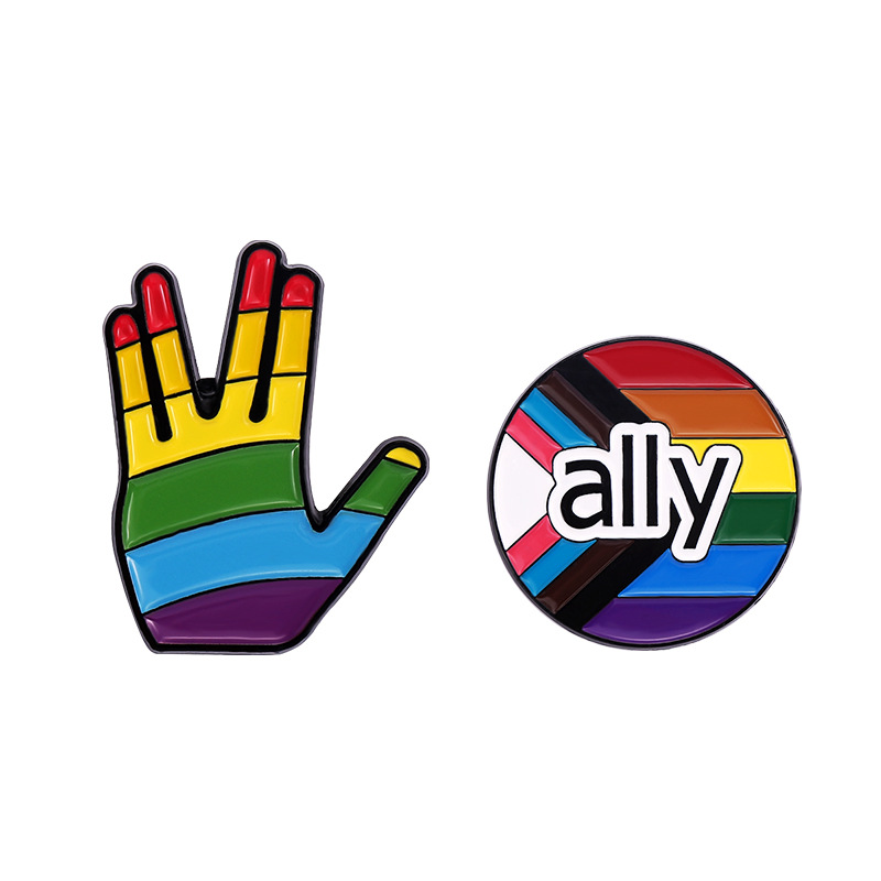 

Cartoon Rainbow Letter ally Finger Series LGBT Pride Flag Enamel Pin Rainbow Gay Brooch Jewelry Pronoun Lapel Pins Gays Accessories, Color #1