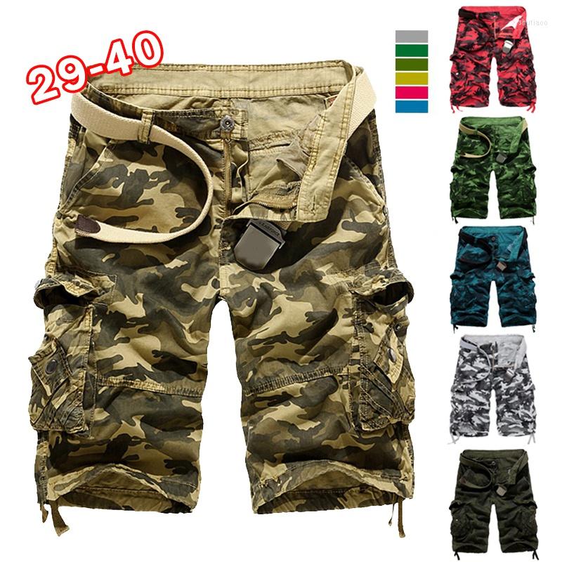 

Men's Shorts Men's Fashion Summer Camouflage Loose Cargo Men Multi-pocket Military Short Pants Homme Camo, Green
