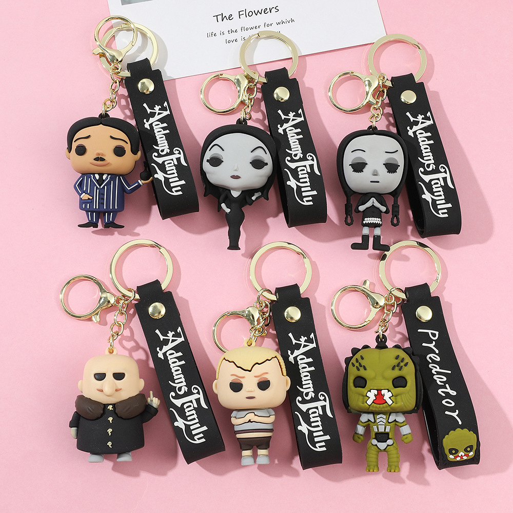 

Cartoon Addams Family 3D Silicon Pendant Jewelry Key chain Backpack Ornament Car key Ring Gifts, Mix
