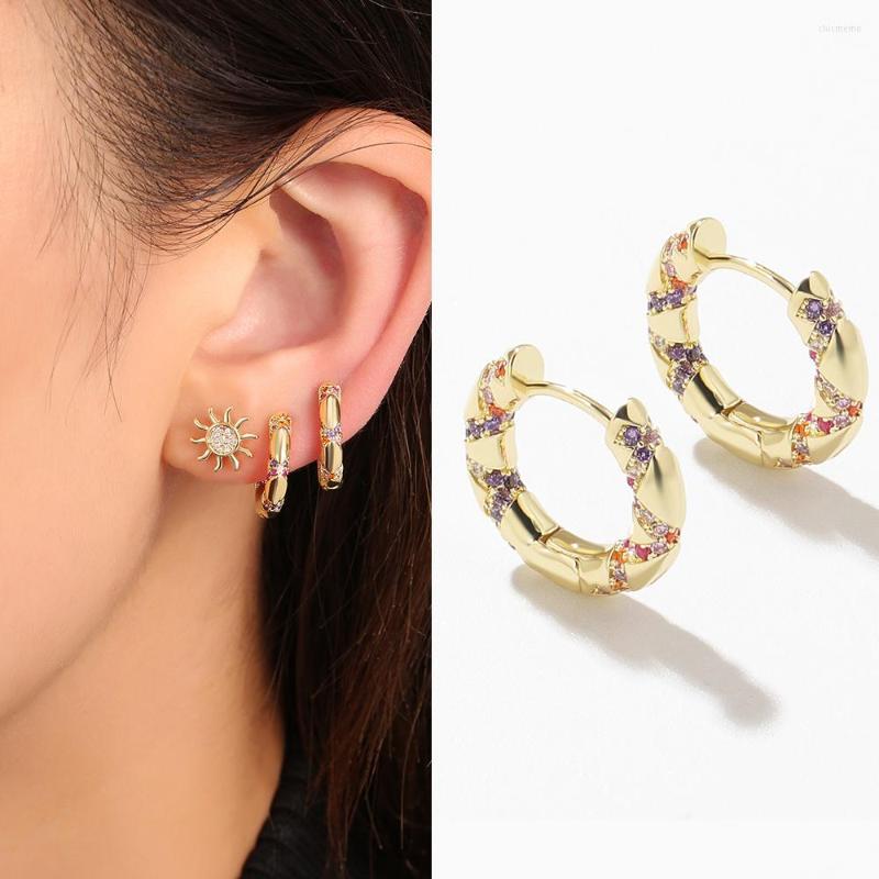 

Backs Earrings Minimalist Geometric Twist Hoop For Women Gold Color Chunky Circle Huggie Earring Female Creative Jewelry Gift