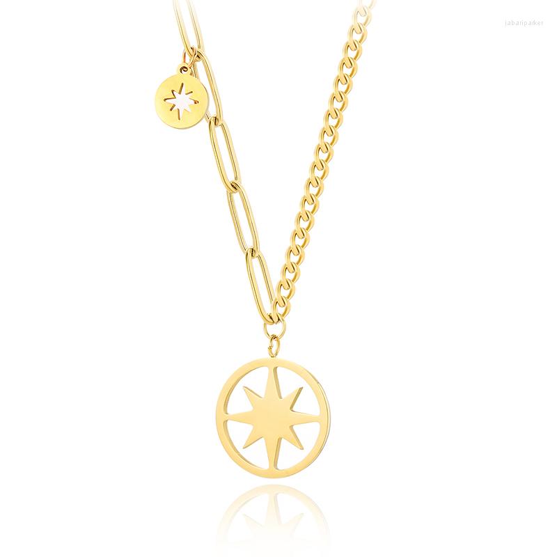 

Choker Gold Plated Stainless Steel Necklace For Women Hexagram Pendant Chain Necklaces Engagement Party Fashion Jewelry Gifts