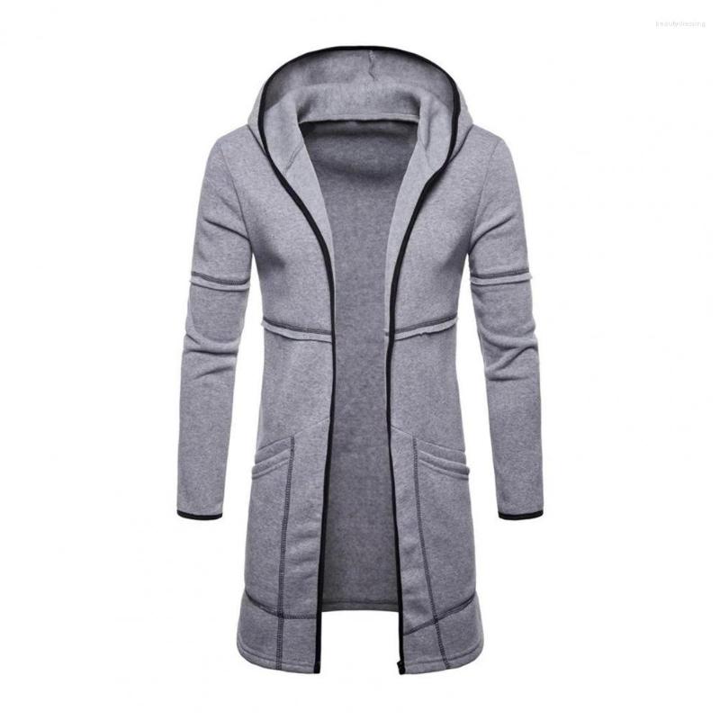 

Men's Jackets Autumn/Winter Men's Hooded Jacket Solid Color Pocket Long Sleeve Windproof, Beige
