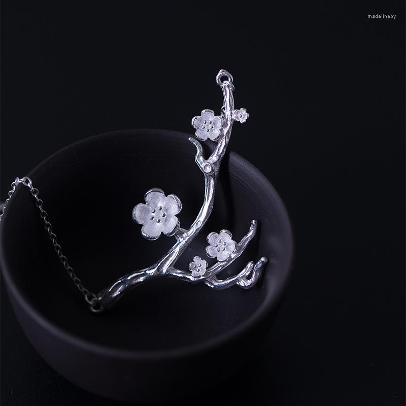 

Chains Clavicle Chain 925 Sterling Silver Cherry Blossom Necklace Fashion Summer Jewelry Branch Flowers Necklaces & Pendants For Women