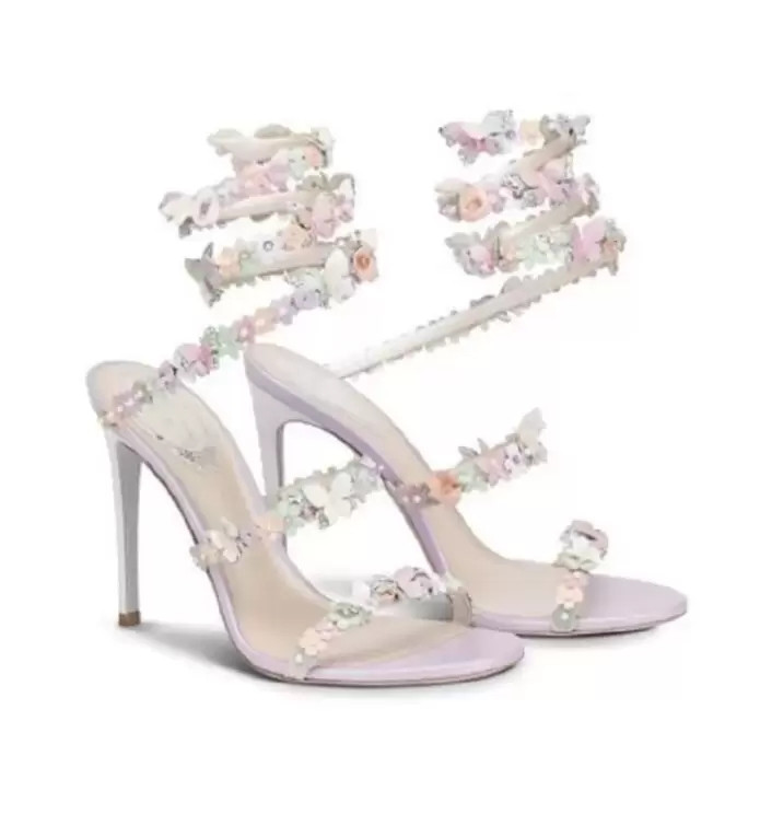 

Fashion Summer Brands Renes Cleo Satin Sandals Shoes Flowers Bouquet Strappy Materials Caovillas Gladiator Sandalias Party Dress Lady Elegant Pumps EU35-43