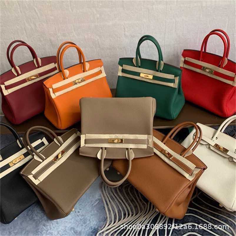 

Designer Bag Birkins Handbags Baonu Baonu Leather Hand-held Litchi High-end Top Togo Cow Leather Women's Large Capacity 12RI zc, Red