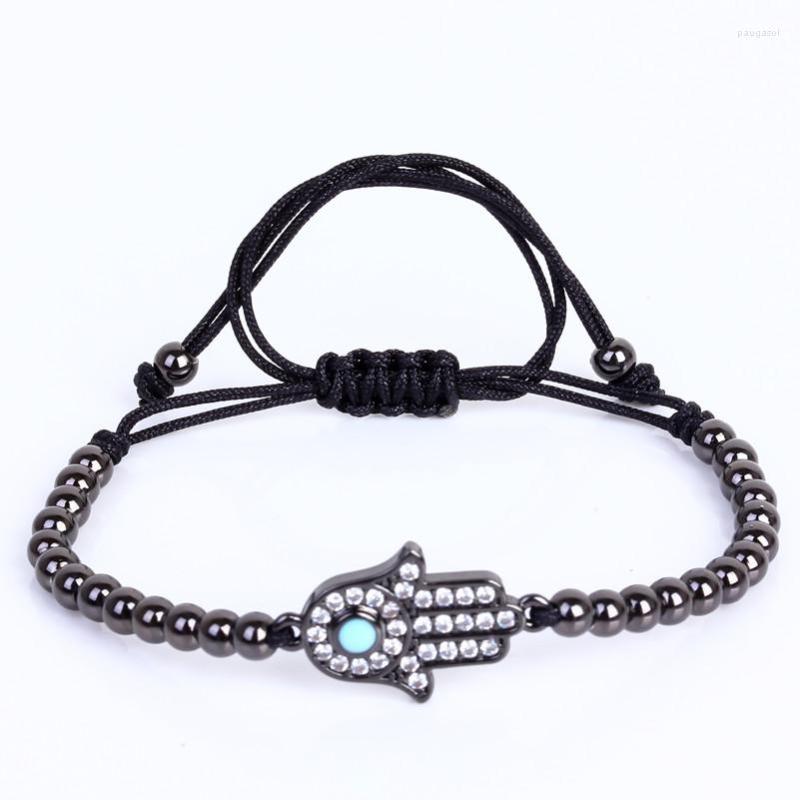 

Charm Bracelets Anil Arjandas Bracelet Fashion Hamsa Braiding Macrame Men Paved CZ Trinket