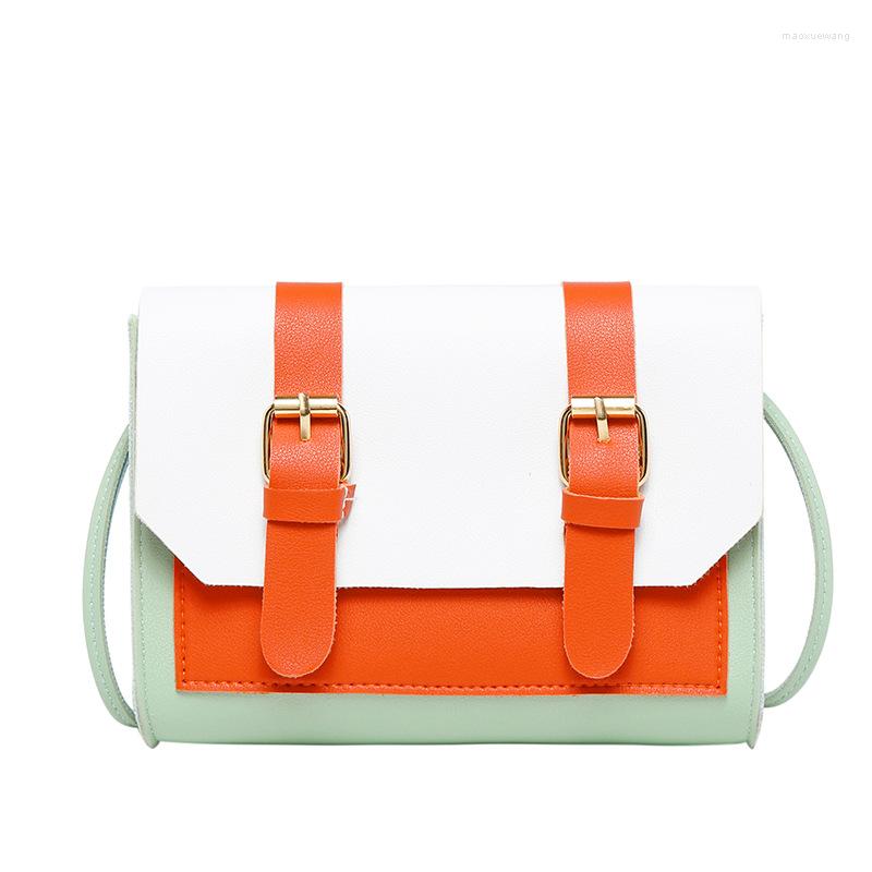 

Evening Bags Japanese And Korean Women's Contrast Casual Small Square Bag Shoulder Messenger Fresh Phone Case Y503, Orange green