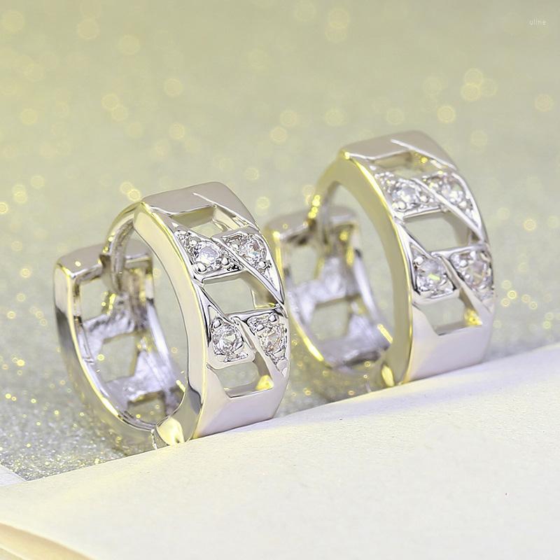 

Stud Earrings 2 Color Cute Romantic Style Silver Jewelry Paved With Cubic Zircon For Women Ed288