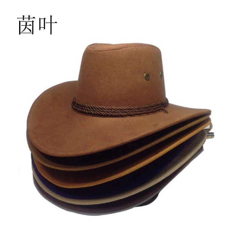 

Summer Hats Caps Men's Women's Hot selling American Western Cowboy Hat suede outdoor sunshade hat men's Riding Hat Big Brim cowboy hat, Red