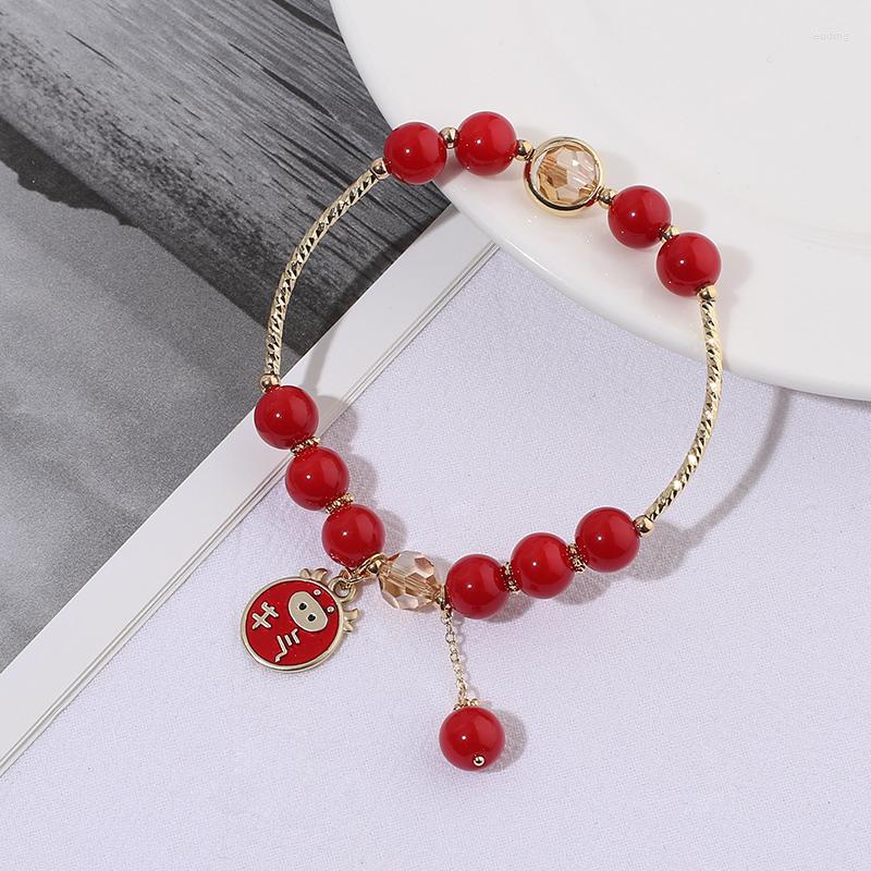 

Charm Bracelets Trendy Handmade Lucky & Bangles For Women Crystal Beads Cow Coin Pendant Female Jewelry Gifts
