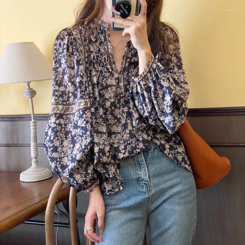 

Women's Blouses 2023 Autumn Women Shirts Floral Vintage Lantern Sleeve Elegant Casual Female Office Lady Tops Blusas Ropa De Mujer Fall, Photo color