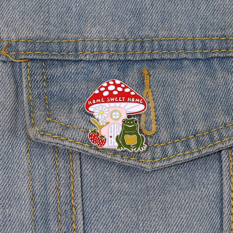 

Brooches Pin for Women Men 2023 New Fashion Enamel Frog Mushroom Home Shape Crafts Art Coat Shirt Sweater Jewelry Metal Bag Decor Brooches and Pins for Sale