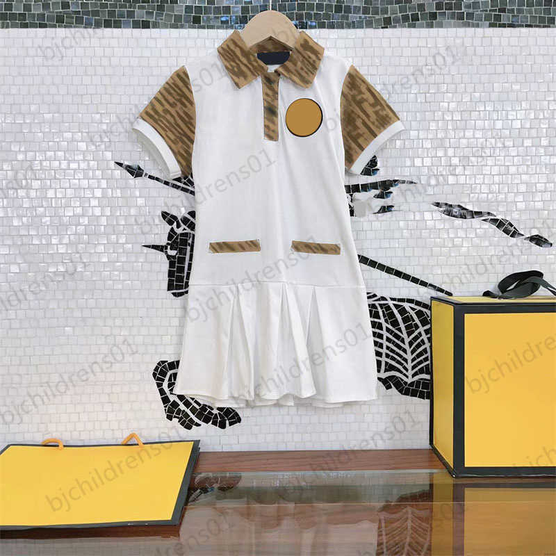 

Spring Autumn Infant Baby Girls Dresses White Fashion Casual Luxury Logo Stripe Print Short Sleeve Polo Dress Toddler Kid Clothing Custom Textured Fabric 0206, 10