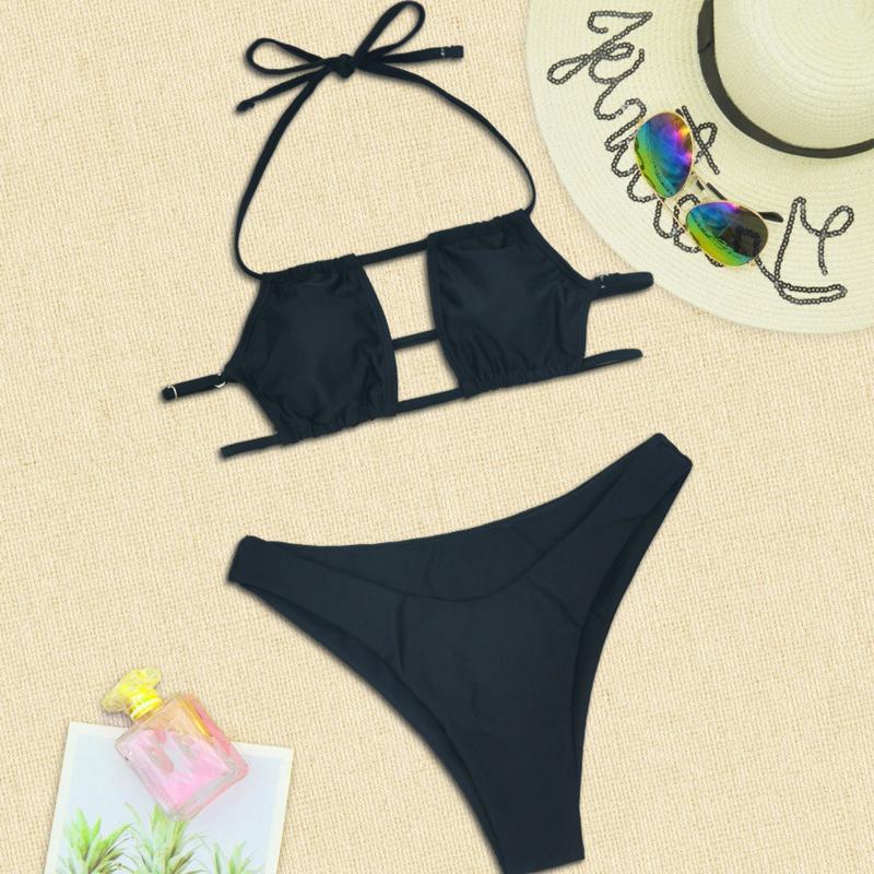 

Women' Swimwear Girls Bikini Set Sexy Brazilian Swimsuit High Cut Style Beach Biquini Solid Color Micro Split Thong Bikinis #G4