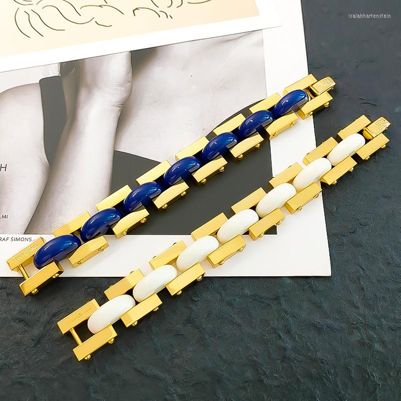 

Bangle Autumn Winter Heavy Industry Style Bracelet Wheel Type Resin Inlaid