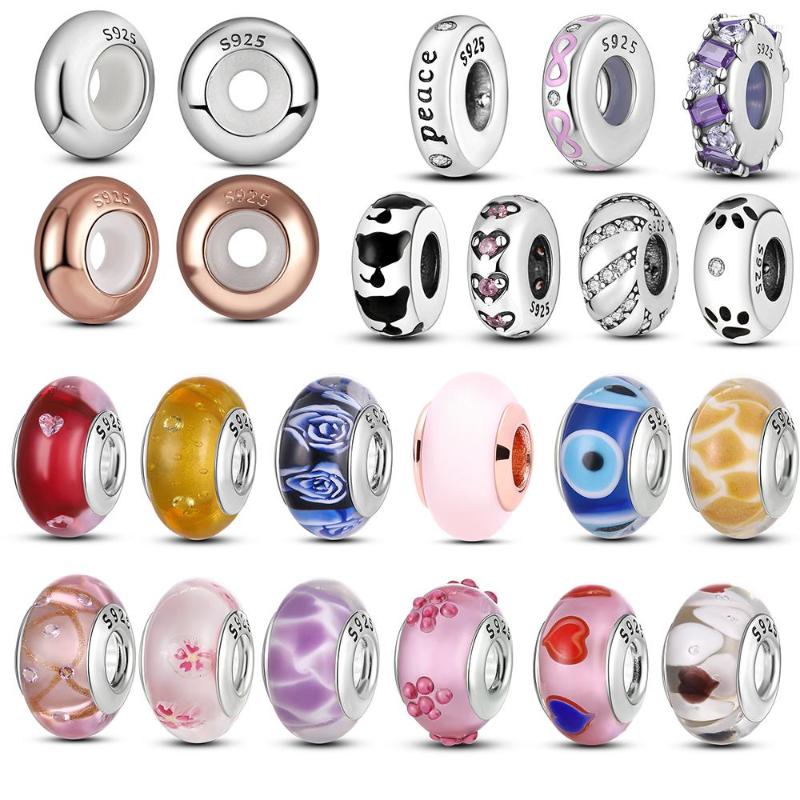 

Loose Gemstones Silicone Spacer Stopper Clip Charms Chamilia Beads 925 Sterling Silver Fit Original Necklace Bracelet DIY Gift Women