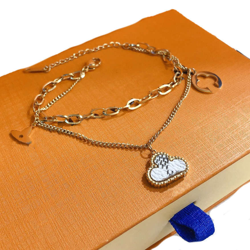 

Classic Four-Leaf Clover Link Chains Fashion Adjustable Bracelet Gold-Plated With Color Birthday ValentineS Day Gift Fashion Design Women Accessories