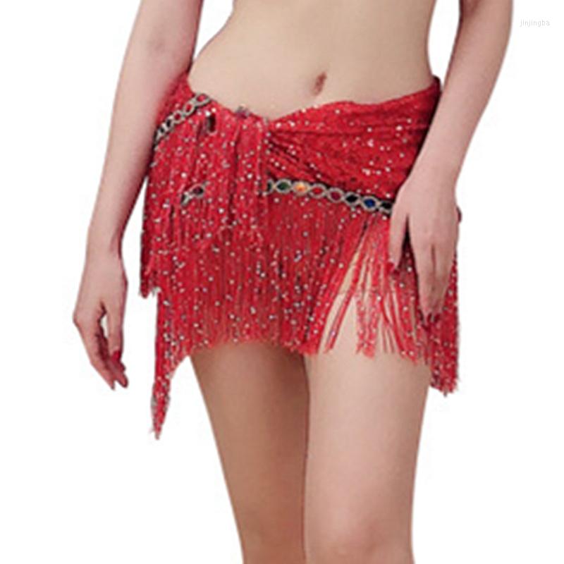 

Stage Wear Embroidered Shawl Tribal Belly Dance Gypsy Sparkly Sequins Hip Scarf Fringes Belt For Dancer, Black