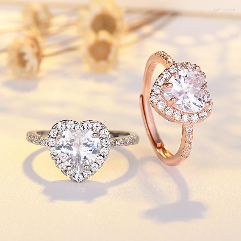 

Wedding Rings Delicate Heart Shape Promise Ring For Couple CZ Engagement Band Women Bridal Jewelry Wholesale