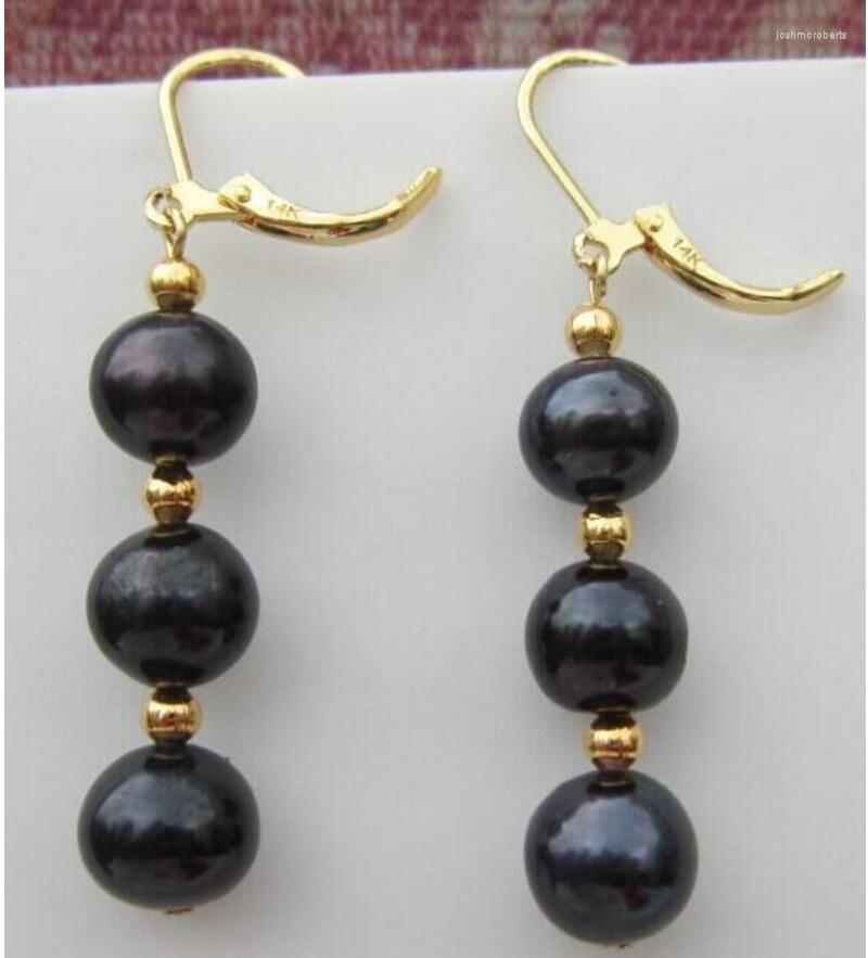 

Dangle Earrings PERFECT South Sea Black Pearl 14k/20 GOLD