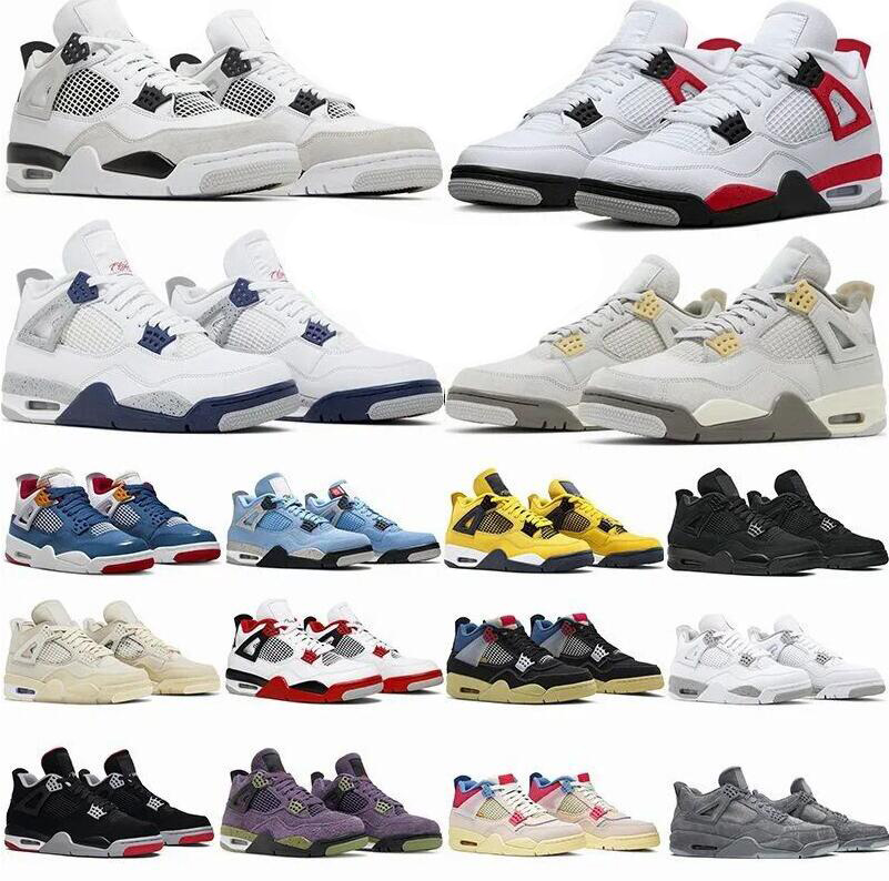 

Basketball Shoes 4 4S Military Black Midnight Navy Craft Photon Dust Red Cement Thunder Sail University Blue Violet Ore Jumpman IV Mens Womens Sneaker Trainers, Shoes with logo
