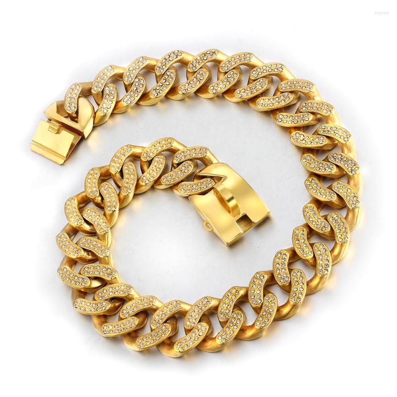

Chains Pet Collar Stainless Steel Dog Gold Color Curb Cuban Chain Dogs Training Walking Necklace For Big Small Large