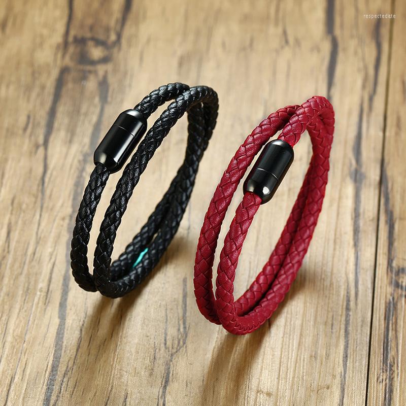 

Charm Bracelets Vintage Delicate Faux Leather Braided Bracelet Men's Magnetic Buckle Party Casual Accessories