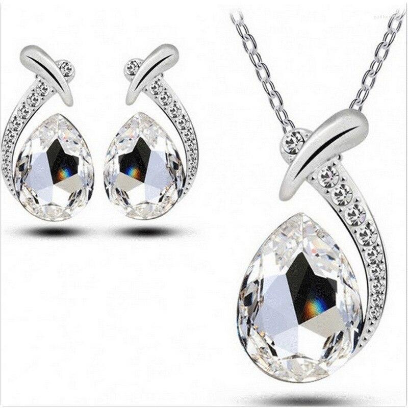 

Necklace Earrings Set Daily Jewelry Make You Fashionable Diamond Inlaid Collarbone Crystal Female Fish Beauty Suit, Picture shown