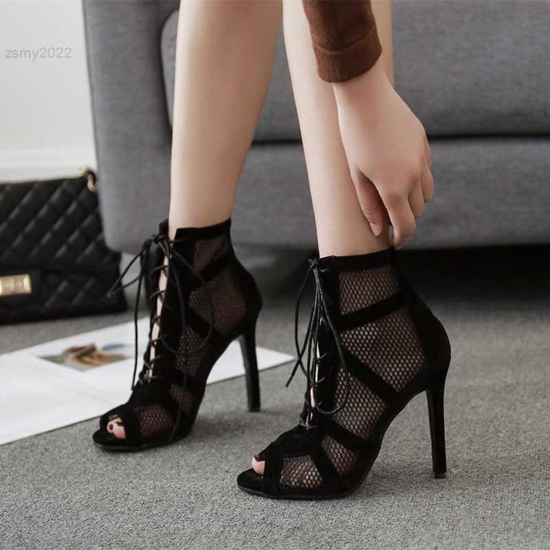 

Sandals Women's Heels Sandals Summer 2023 Trend High Top Dance Shoes Black Ballroom Boots Salsa Tango Shoe Girl Fashion Party Mesh Cutot, Black b