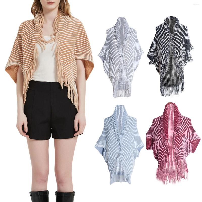 

Women's Jackets Women Elegant 2023 Shawl Cape Coat Stripe Print Warm Wrap Open Front Cloak Poncho Clothing Loose Pullovers, Black