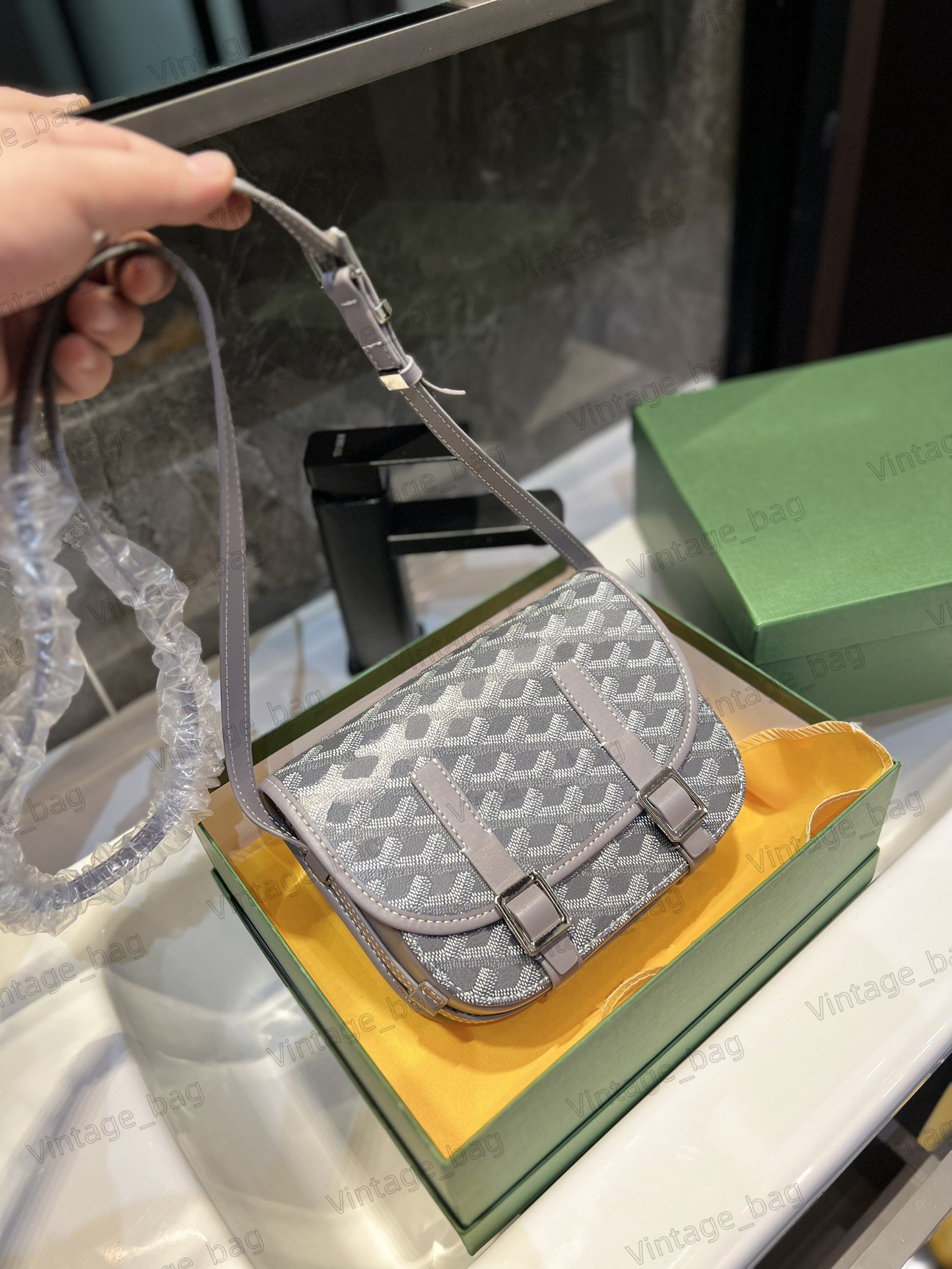 

Women Brand Mini Shoulder Bag Houndstooth Pattern Designer Adjustable Leather Strap Flap Cross Body Messenger Bag Multi Color Satchel