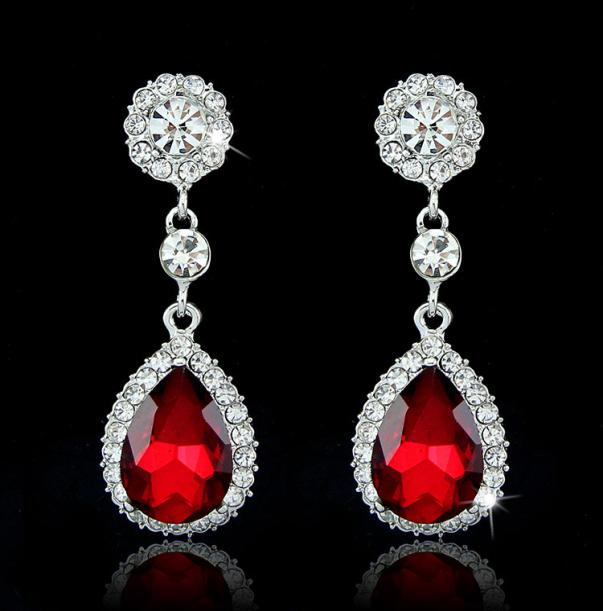 

Fashion Bridal Jewelry Crystals Earrings Silver Rhinestones Long Drop Earring 5 Colors Wedding Gift8256015