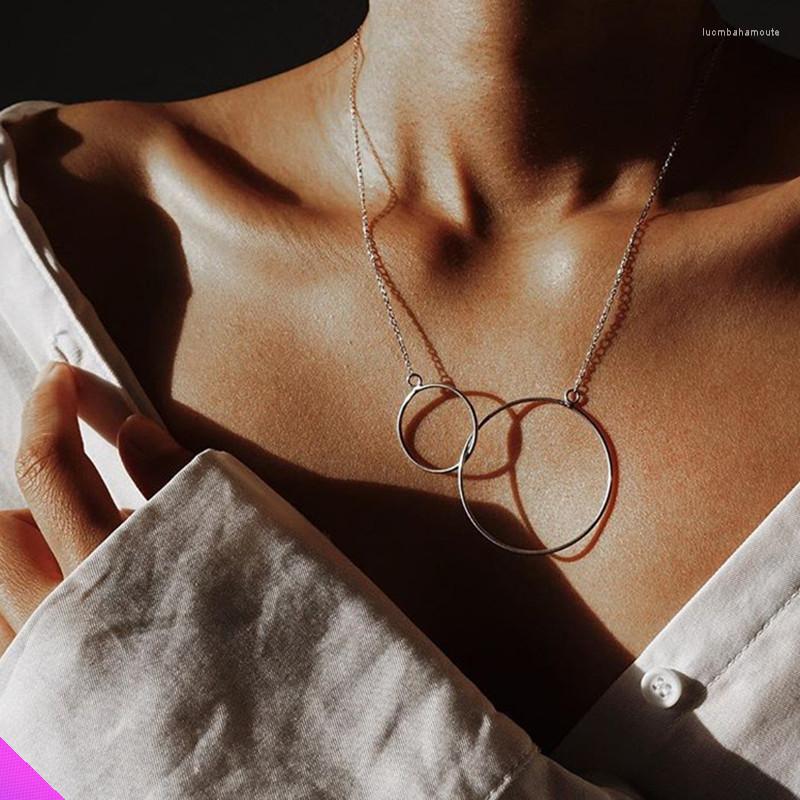 

Pendant Necklaces 2 Circle Necklace Ladies Sweet Romantic Style Clavicle Colors 2023
