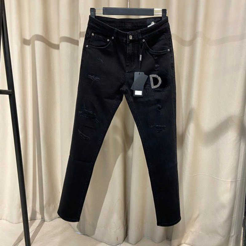 

new mens pants designer jeans black embroidery denim trousers D fashion G men stretch slim Jeans