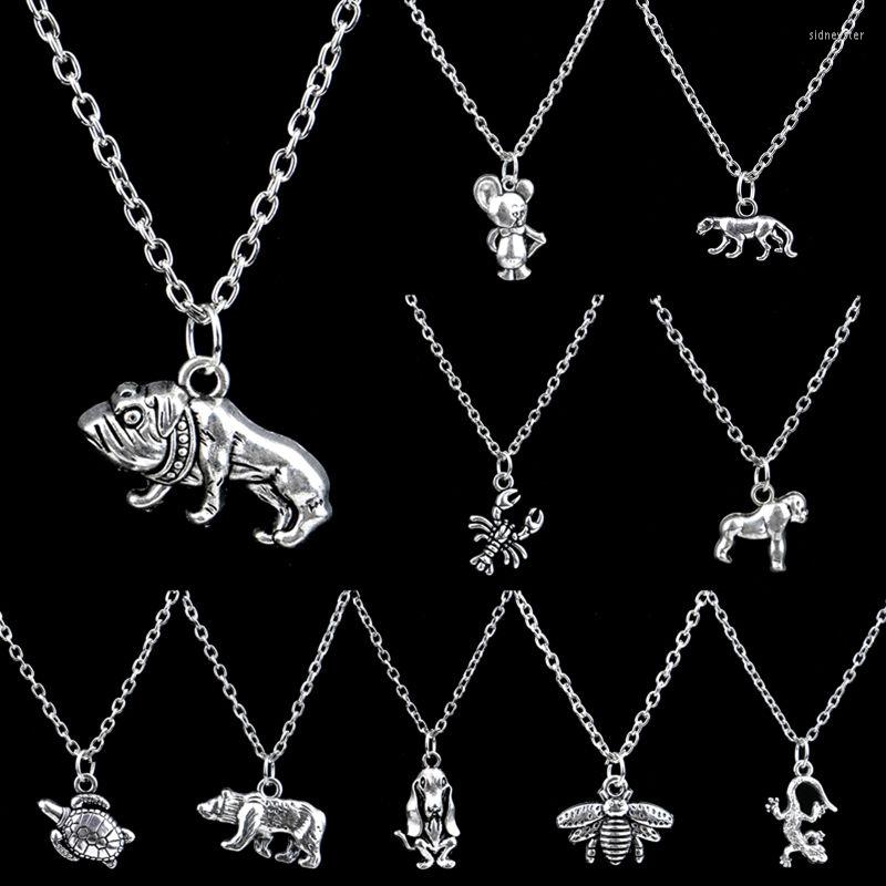 

Pendant Necklaces Animal Word Chain Necklace Dog Tag Mouse Bee Leopard Friend Gifts For Men Women Jewelry Charm