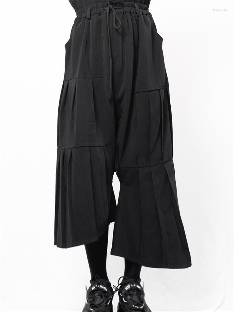 

Men' Pants Men' Bell-Bottom Spring And Autumn Fashion Trend Neutral Minimalist Wind Irregular Asymmetric Folding, Black